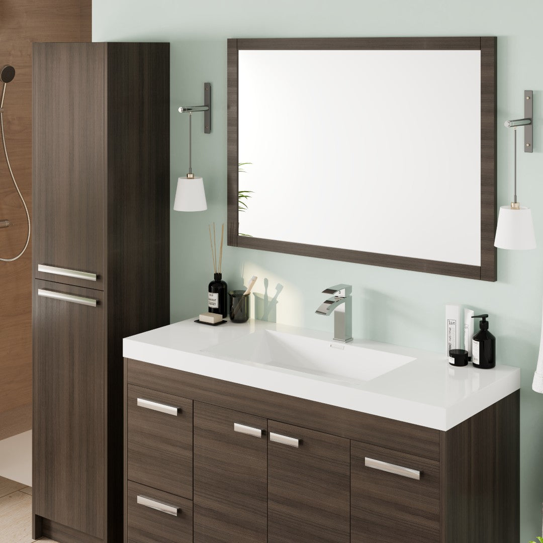 Lugano 48 in. Gray Oak Single Sink Bath Vanity with Acrylic Top and Integrated Sink