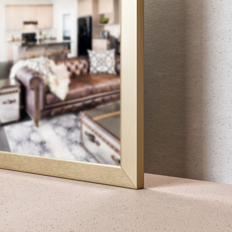 Eviva Gold 48" x 30" Rectangular Gold Metal Framed Mirror