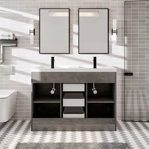 Lugano 48 in. Concrete Gray Double Sink  Bath Vanity with Acrylic Top and Integrated Sinks