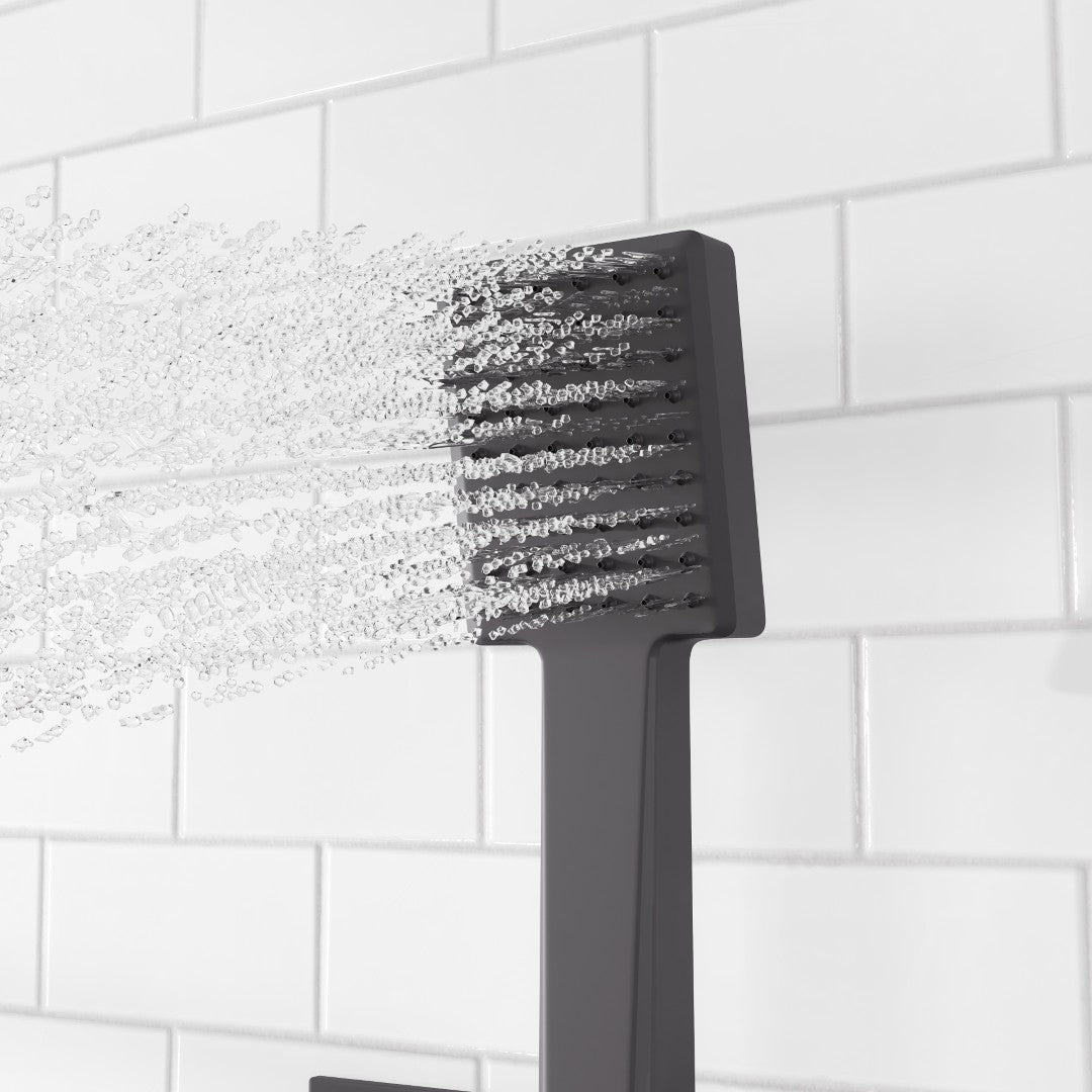 Eviva Edge Shower System with Slide Bar Hand-Shower and Thermostatic Valve in Matte Black