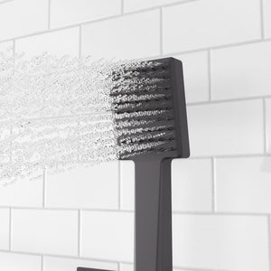 Eviva Edge Shower System with Slide Bar Hand-Shower and Thermostatic Valve in Matte Black