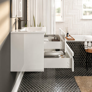 Joy 40 in. White Wall Mount Single Sink Bath Vanity with Porcelain Top and Integrated Sink
