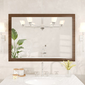 Eviva Reflection 42" x 32" Rectangular Gray Oak Wooden Framed Mirror