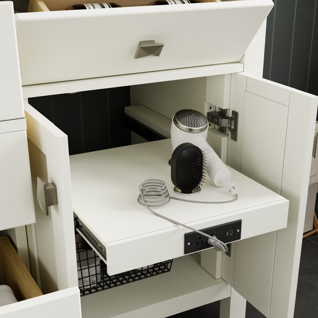 Artemis 60 in. White Double Sink  Bath Vanity with Engineered Top and Undermount Porcelain Sinks