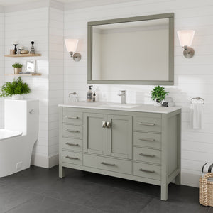 London 54 in. Gray Single Sink Bath Vanity with Carrara Quartz Top and Undermount Porcelain Sink