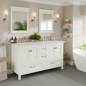 Britney 72 in. White Double Sink  Bath Vanity with Carrara Quartz Top and Undermount Porcelain Sinks