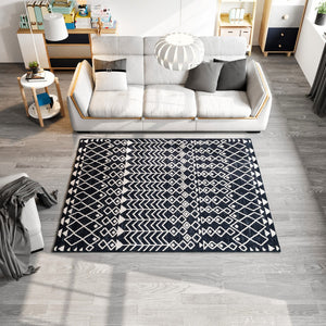 Eviva Loops 5' x 7' Ikat Blue/Cream Rug