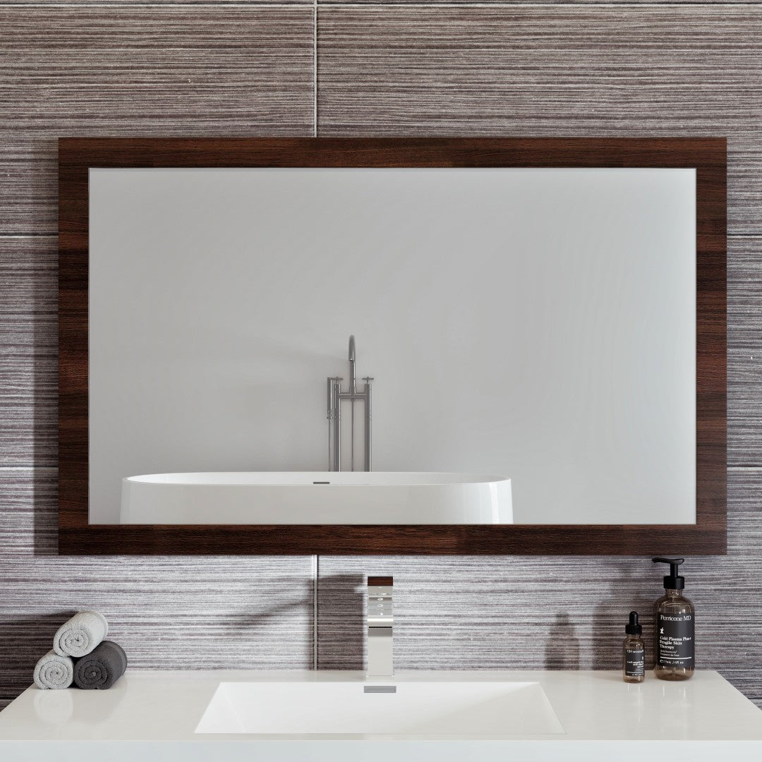 Eviva Sun 48" x 32" Rectangular Gray Oak Wooden Framed Mirror