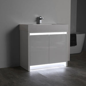 Blossom Capri 36″ Vanity with Dual LED Illumination - Glossy White & Classic Oak