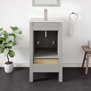 London 20 in. Gray Single Sink Bath Vanity with Carrara Quartz Top and Undermount Porcelain Sink