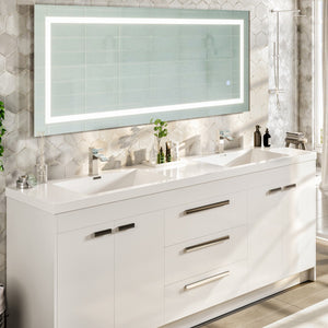 Lugano 84 in. White Double Sink  Bath Vanity with Acrylic Top and Integrated Sinks