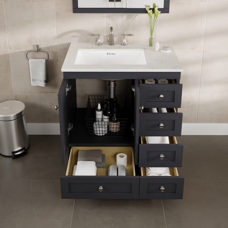 Acclaim 30 in. Dark Gray Single Sink Bath Vanity with Carrara Quartz Top and Undermount Porcelain Sink