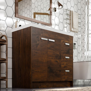 Lugano 36 in. Rosewood Single Sink Bath Vanity with Acrylic Top and Integrated Sink