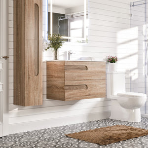 Joy 40 in. Maple Wall Mount Single Sink Bath Vanity with Porcelain Top and Integrated Sink