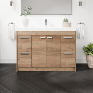 Lugano 48 in. Natural Oak Single Sink Bath Vanity with Acrylic Top and Integrated Sink