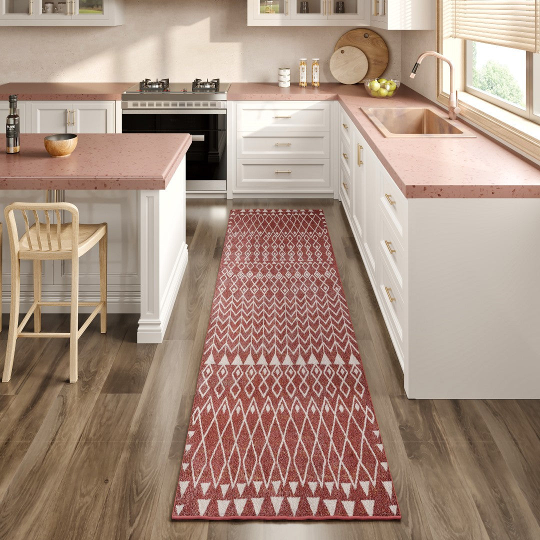 Eviva Loops 2' x 8' Ikat Orange/Cream Rug