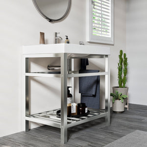 Stone 24 in. White Single Sink Bath Vanity with Porcelain Top and Integrated Sink