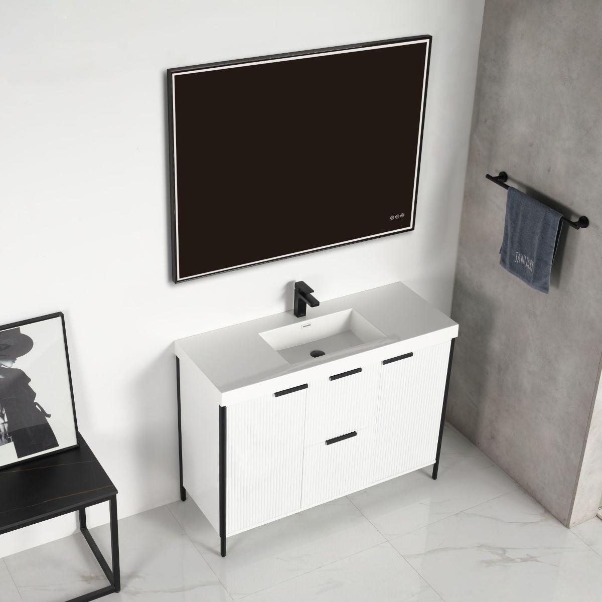 Blossom Zurich 48" Vanity – Double Sink Compatible in Glossy White & Metal Grey