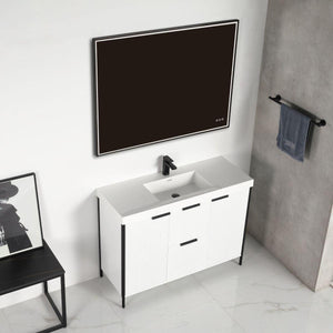 Blossom Zurich 48" Vanity – Double Sink Compatible in Glossy White & Metal Grey
