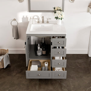Acclaim 28 in. Gray Single Sink Bath Vanity with Carrara Quartz Top and Undermount Porcelain Sink