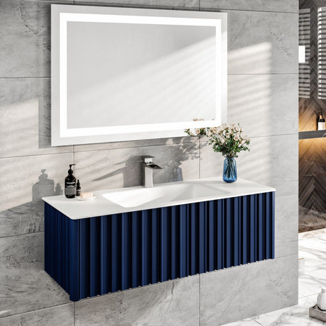 Dolce Vita 48 in. Blue Wall Mount Single Sink Bath Vanity with Solid Surface Top and Integrated Sink