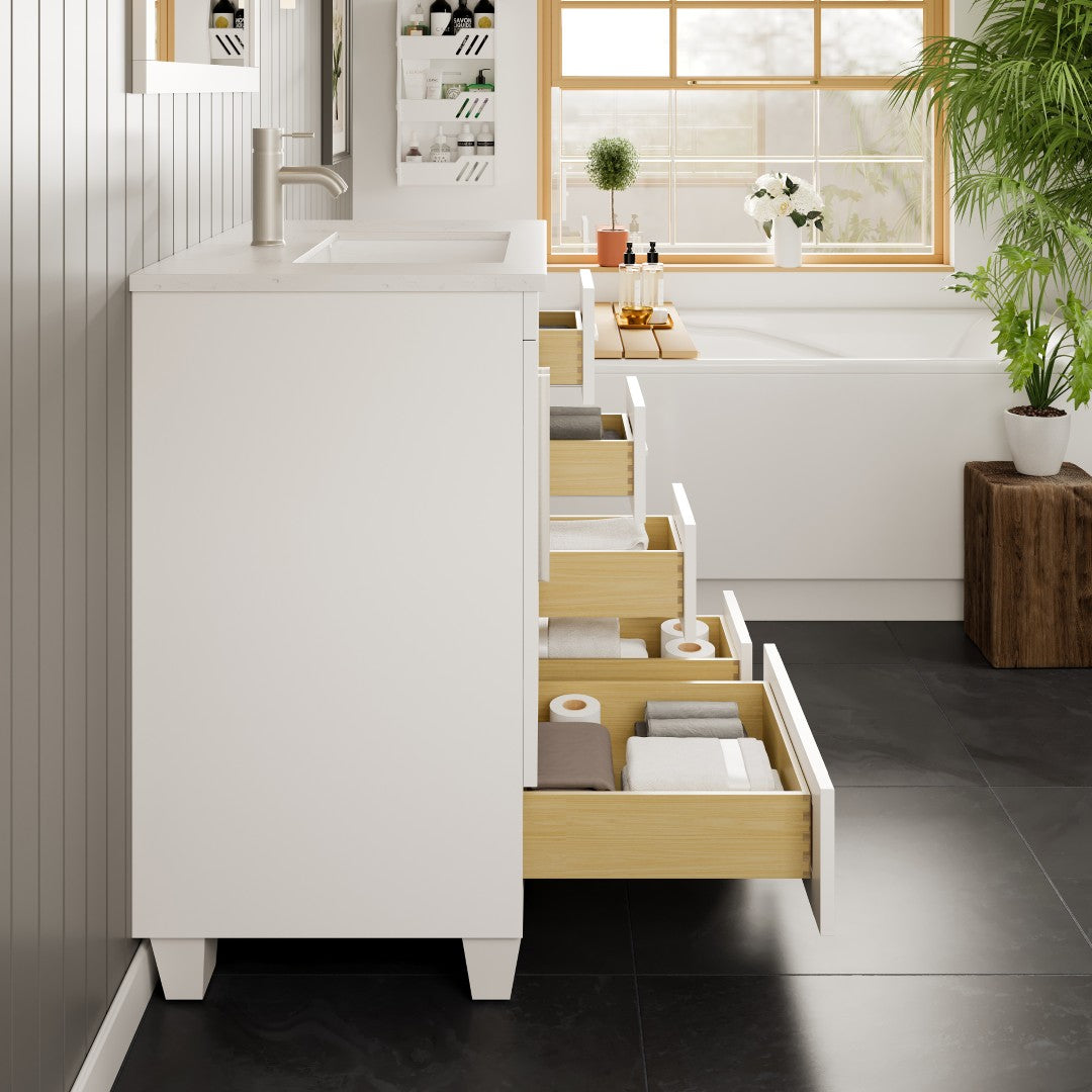 Loon 30 in. White Single Sink Bath Vanity with Carrara Quartz Top and Undermount Porcelain Sink