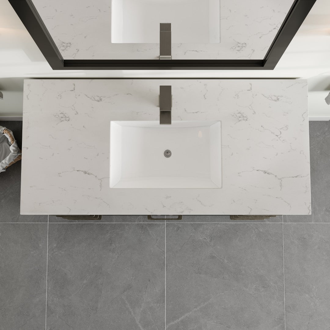 London 42 in. Espresso Single Sink Bath Vanity with Carrara Quartz Top and Undermount Porcelain Sink