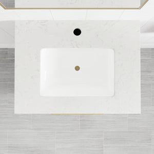 Curio 24 in. Walnut Single Sink Bath Vanity with Carrara Quartz Top and Undermount Porcelain Sink
