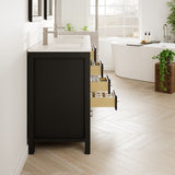 London 60 in. Espresso Double Sink  Bath Vanity with Carrara Quartz Top and Undermount Porcelain Sinks