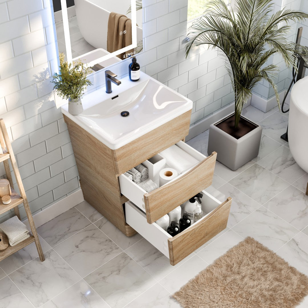 Victoria 25 in. White Oak Single Sink Bath Vanity with Acrylic Top and Integrated Sink