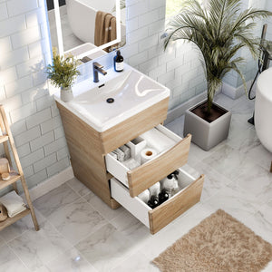 Victoria 25 in. White Oak Single Sink Bath Vanity with Acrylic Top and Integrated Sink