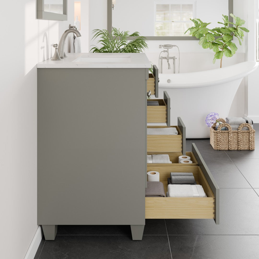 Acclaim 30 in. Gray Single Sink Bath Vanity with Carrara Quartz Top and Undermount Porcelain Sink