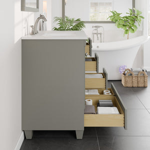 Acclaim 30 in. Gray Single Sink Bath Vanity with Carrara Quartz Top and Undermount Porcelain Sink