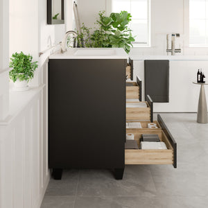 Acclaim 28 in. Espresso Single Sink Bath Vanity with Carrara Quartz Top and Undermount Porcelain Sink