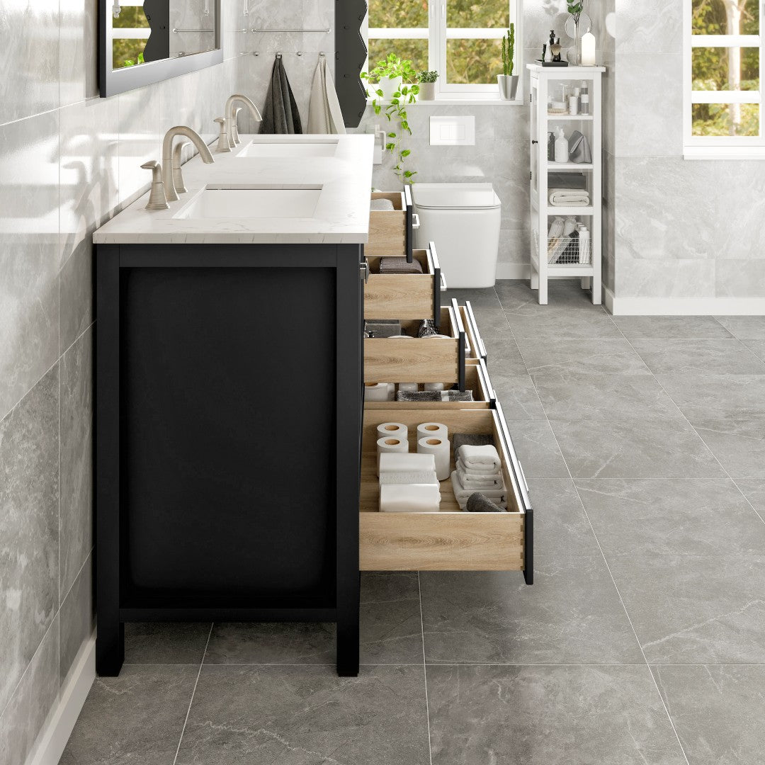 Aberdeen 72 in. Espresso Double Sink  Bath Vanity with Carrara Quartz Top and Undermount Porcelain Sinks