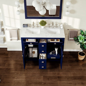 Artemis 44 in. Blue Double Sink  Bath Vanity with Engineered Top and Undermount Porcelain Sinks