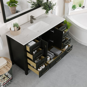 London 48 in. Espresso Single Sink Bath Vanity with Carrara Quartz Top and Undermount Porcelain Sink