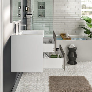 Vienna 36 in. Concrete Gray Wall Mount Single Sink Bath Vanity with Acrylic Top and Integrated Sink
