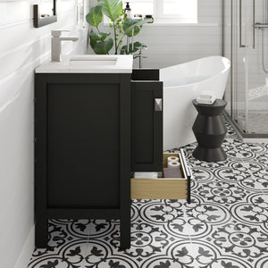 London 20 in. Espresso Single Sink Bath Vanity with Carrara Quartz Top and Undermount Porcelain Sink