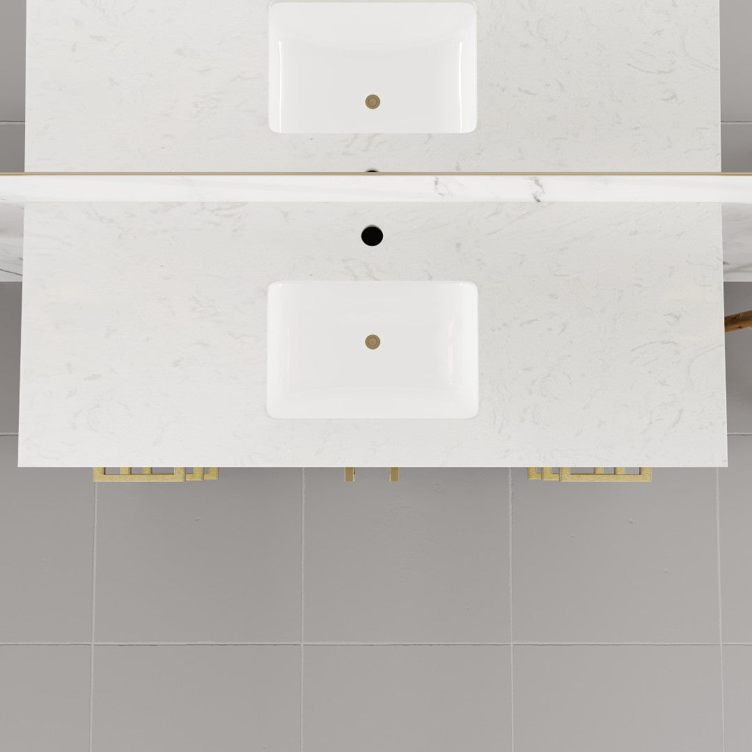 Curio 48 in. Walnut Single Sink Bath Vanity with Carrara Quartz Top and Undermount Porcelain Sink