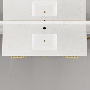 Curio 48 in. Walnut Single Sink Bath Vanity with Carrara Quartz Top and Undermount Porcelain Sink