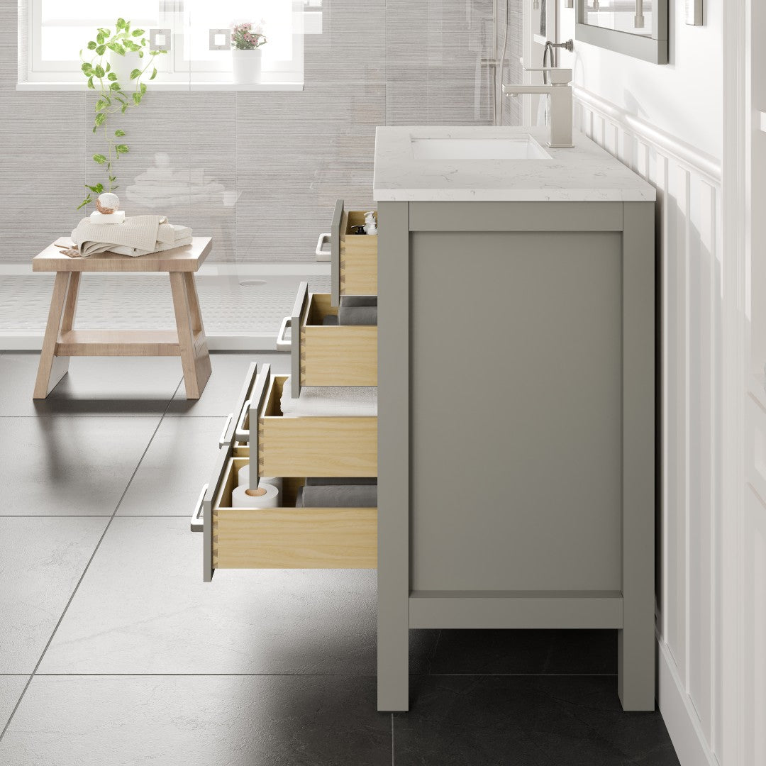 London 36 in. Gray Single Sink Bath Vanity with Carrara Quartz Top and Undermount Porcelain Sink