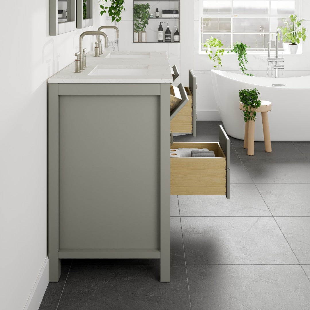 Artemis 60 in. Gray Double Sink  Bath Vanity with Engineered Top and Undermount Porcelain Sinks
