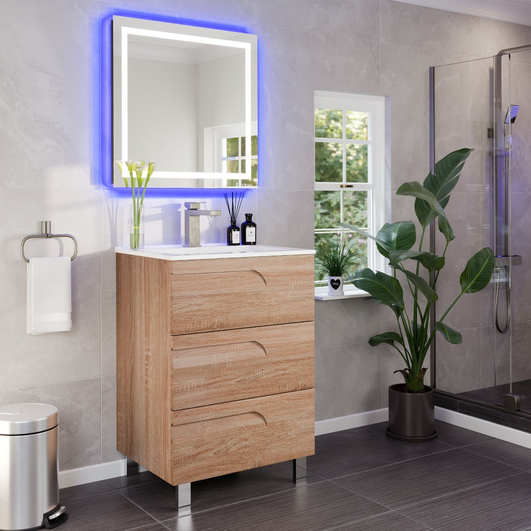 Joy 24 in. Maple Single Sink Bath Vanity with Porcelain Top and Integrated Sink