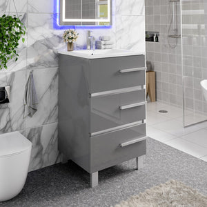 Deluxe 24 in. Gray Single Sink Bath Vanity with Porcelain Top and Integrated Sink
