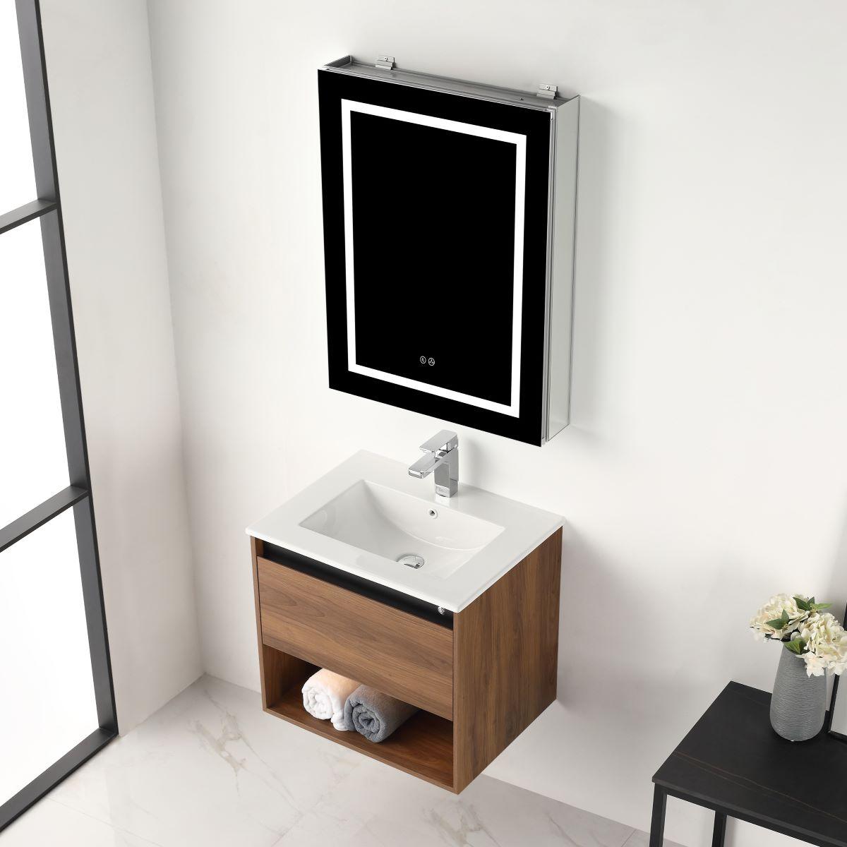 Blossom Bergen 24" Vanity with Dual LED Illumination - Adjustable Lighting and Soft-Closing Drawer