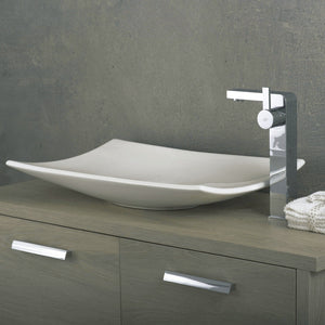 DAX Ceramic Rectangular Single Bowl Bathroom Vessel Basin, White BSN-CL1056