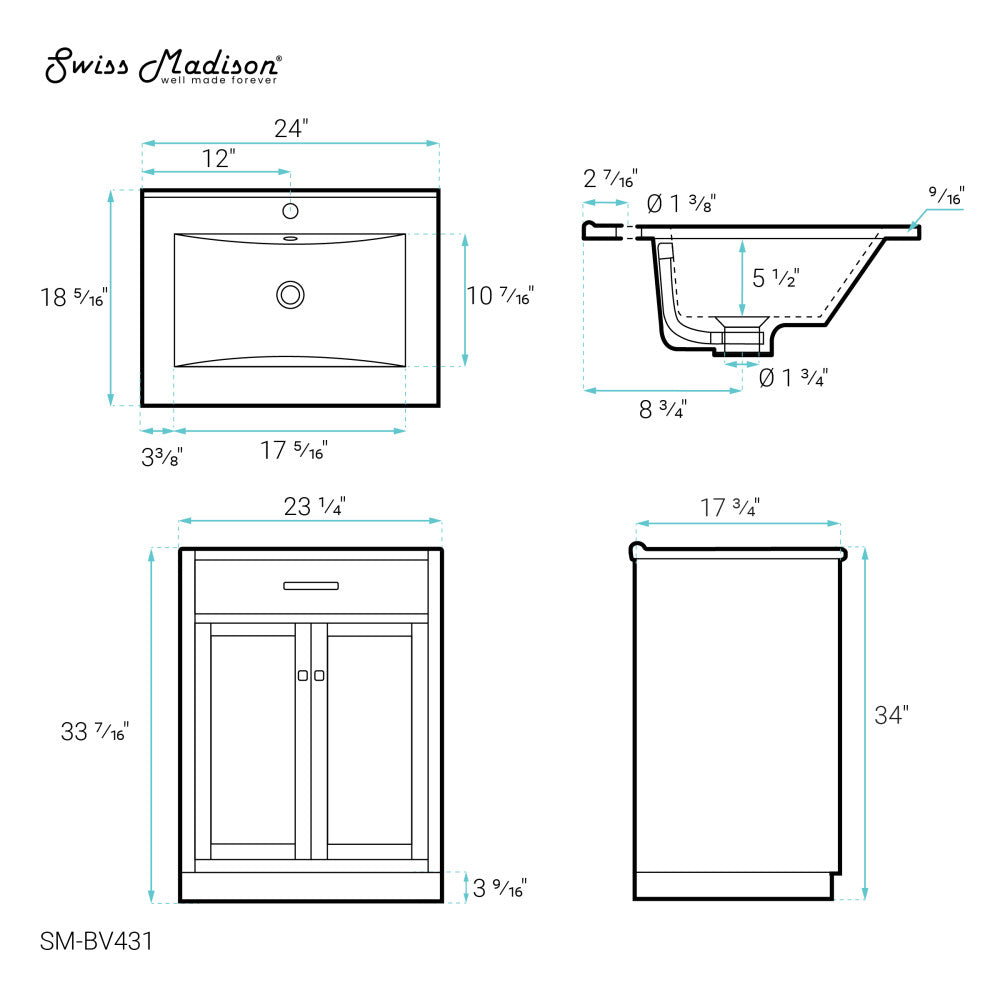 Burdon 24" Bathroom Vanity in White