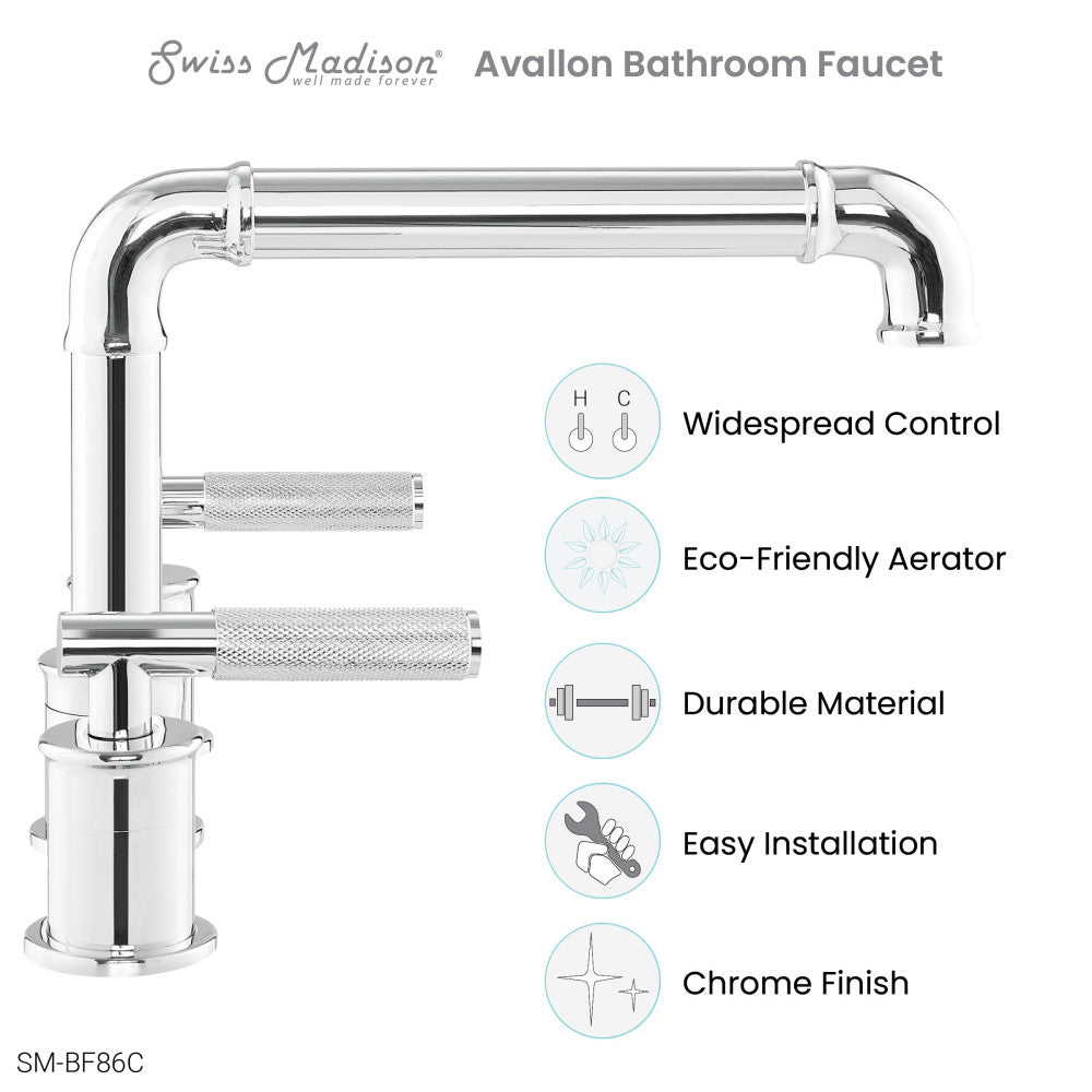 Avallon 8 in. Widespread, Sleek Handle, Bathroom Faucet in Chrome