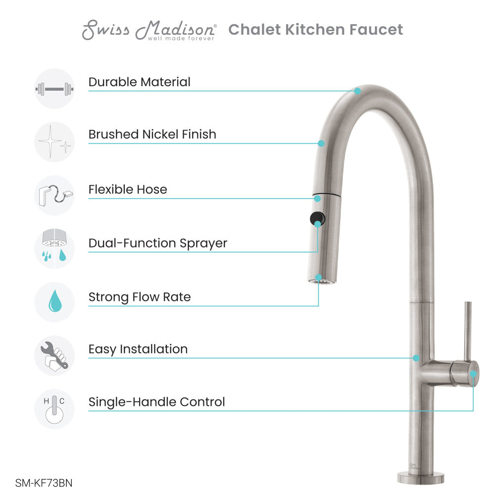 Chalet Single Handle, Pull-Down Kitchen Faucet in Brushed Nickel